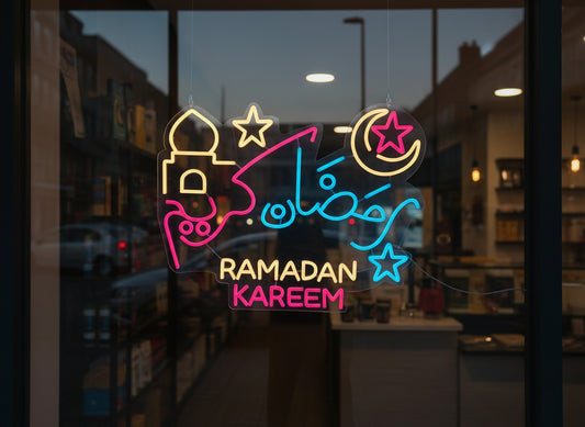 Ramadan Kareem Neon Lights-Arabic and English