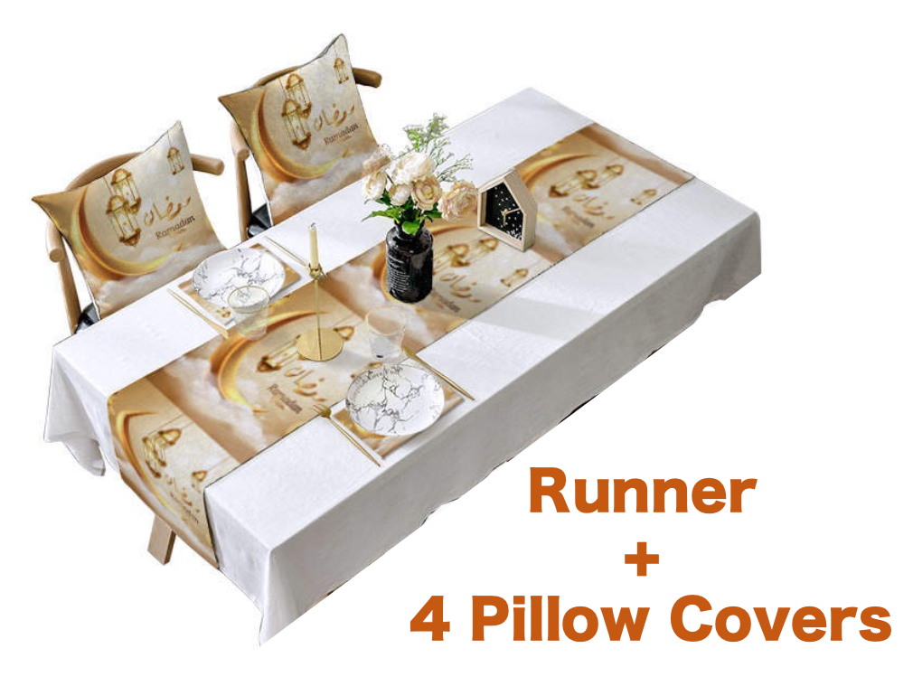 Ramadan Table Runner & 4 Pillow Covers