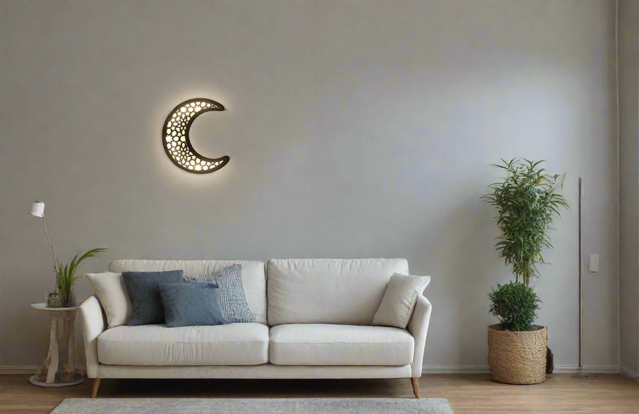 ديكور جداري خشبي مع إضاءة LED