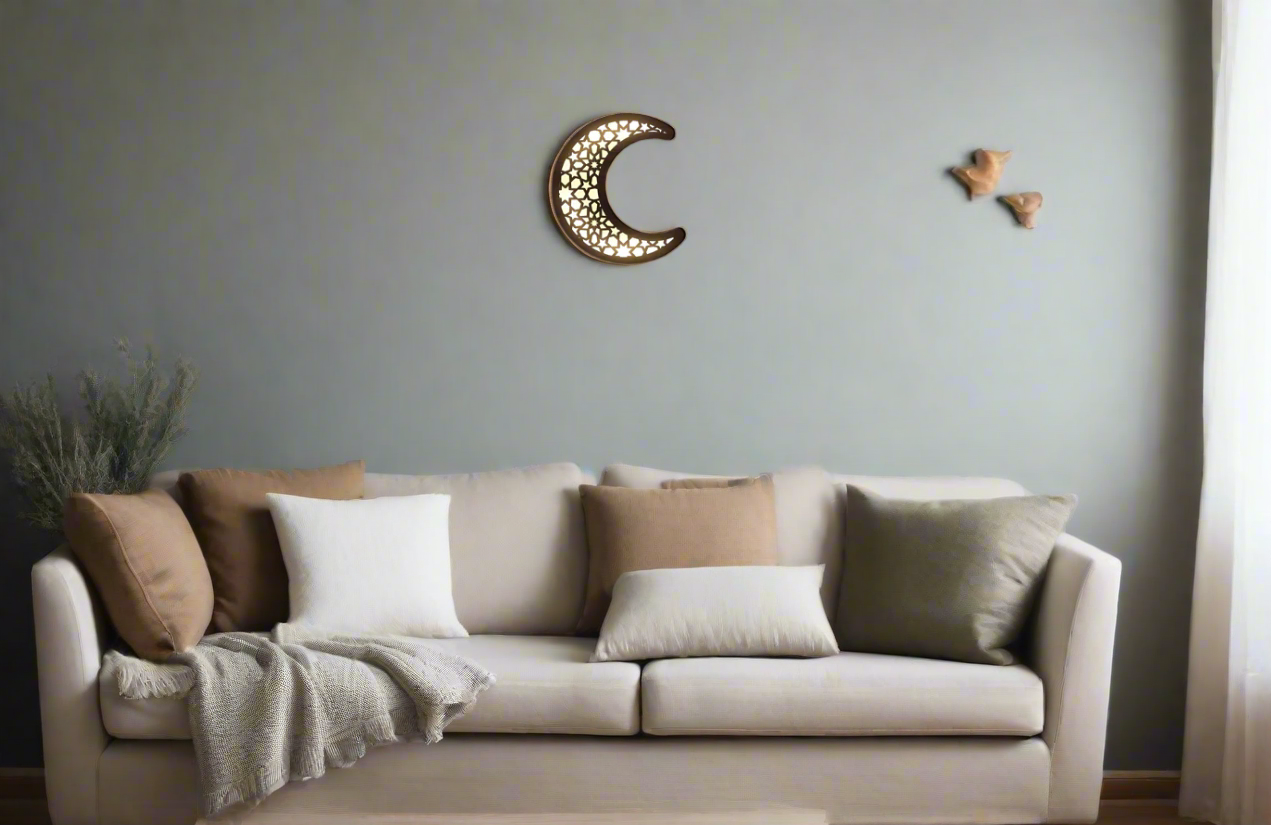 ديكور جداري خشبي مع إضاءة LED