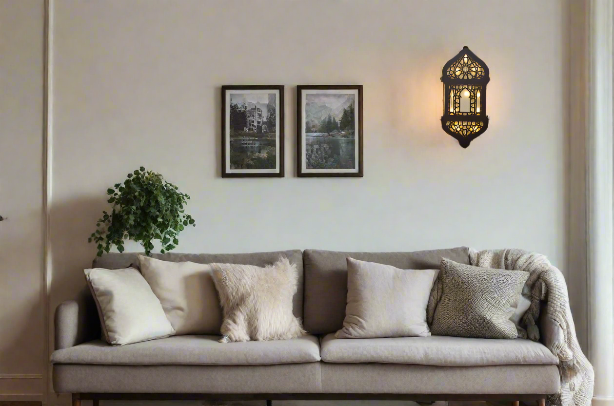 ديكور جداري خشبي مع إضاءة LED