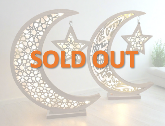 Oversized Wooden and Acrylic Crescent with LED Lighting