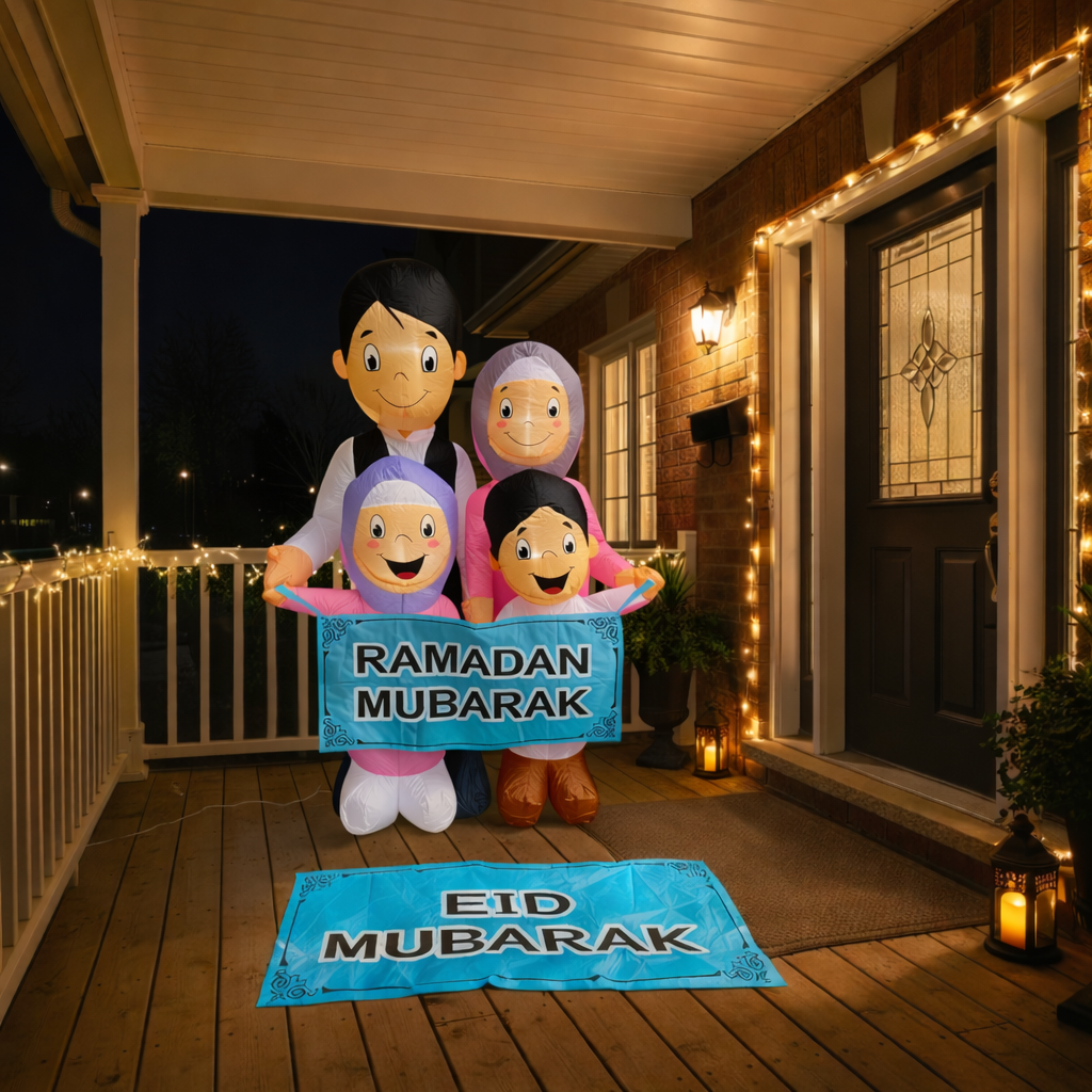 Muslim Family Inflatable - Two Signs for Ramadan and Eid