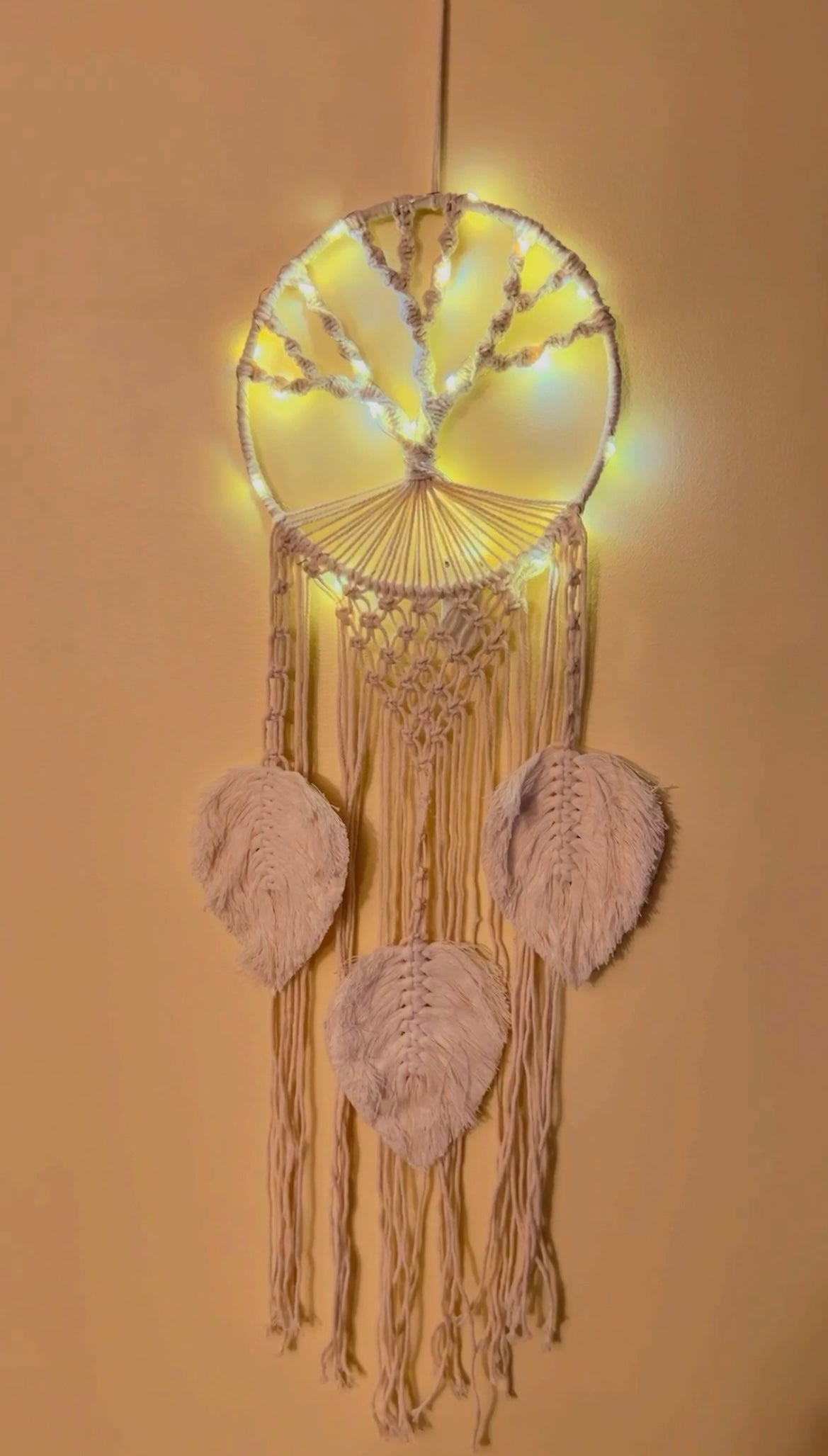 Macrame wall hangings with led lights