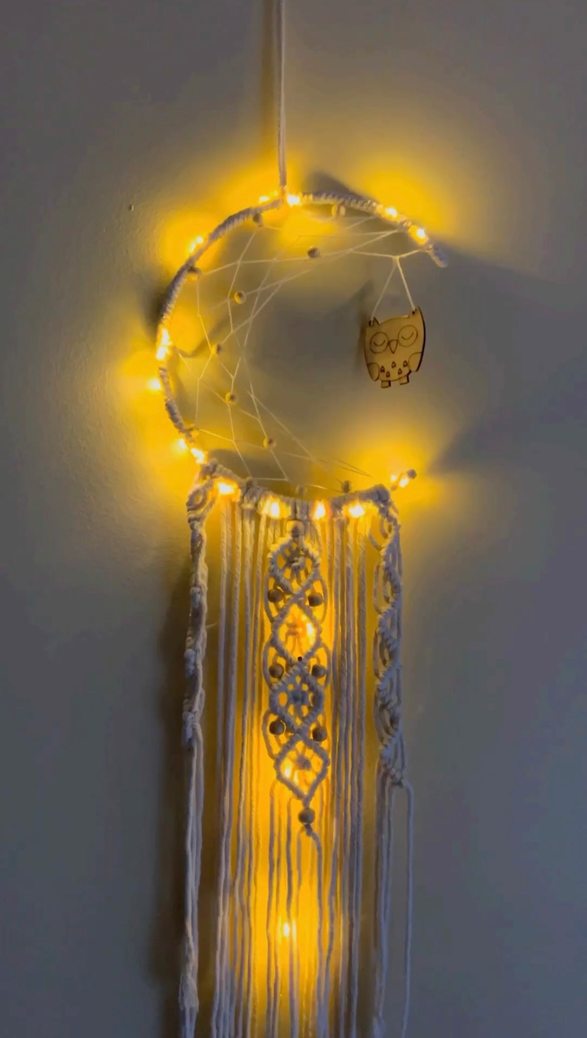 Macrame wall hangings with led lights