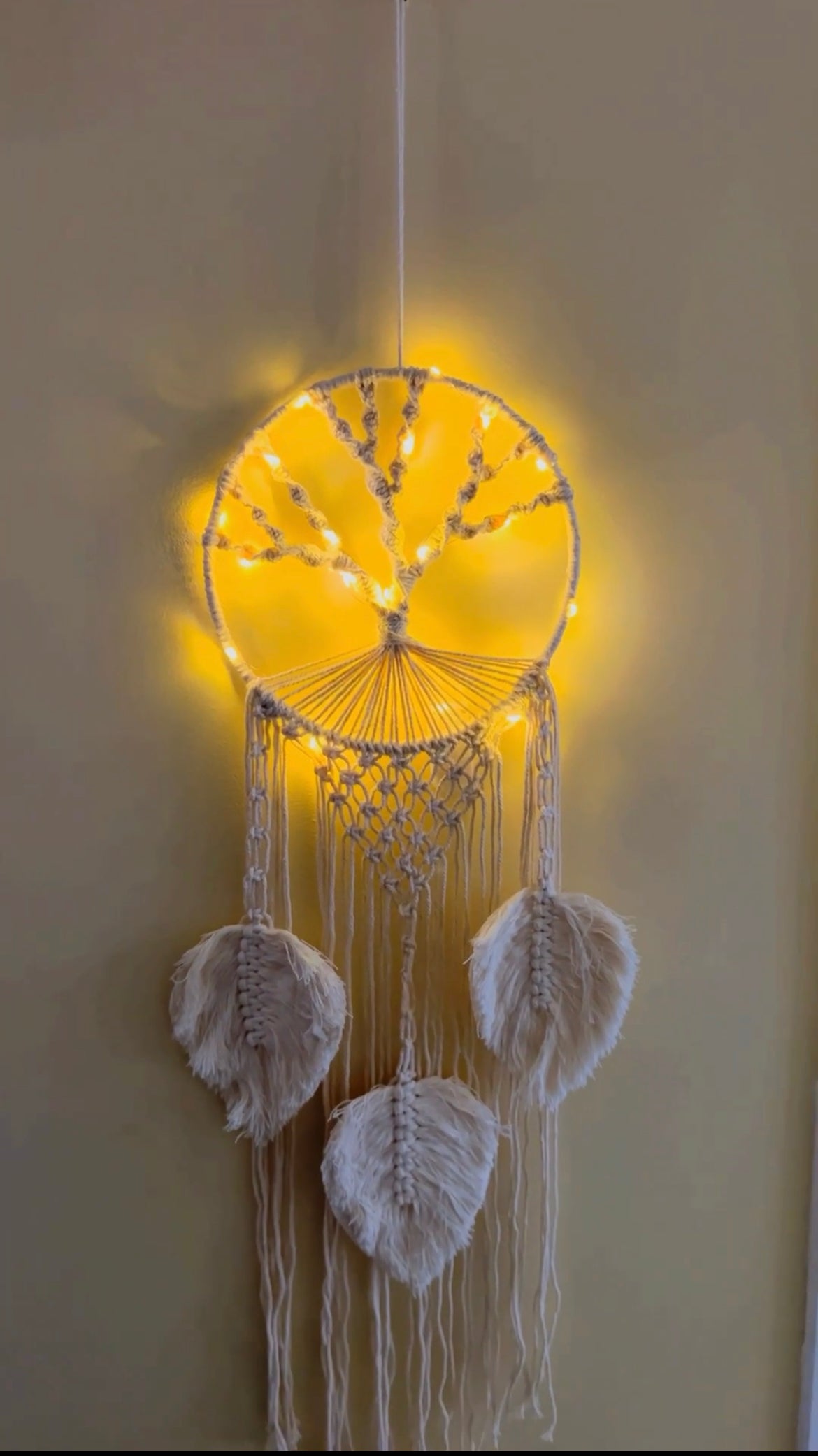 Macrame wall hangings with led lights