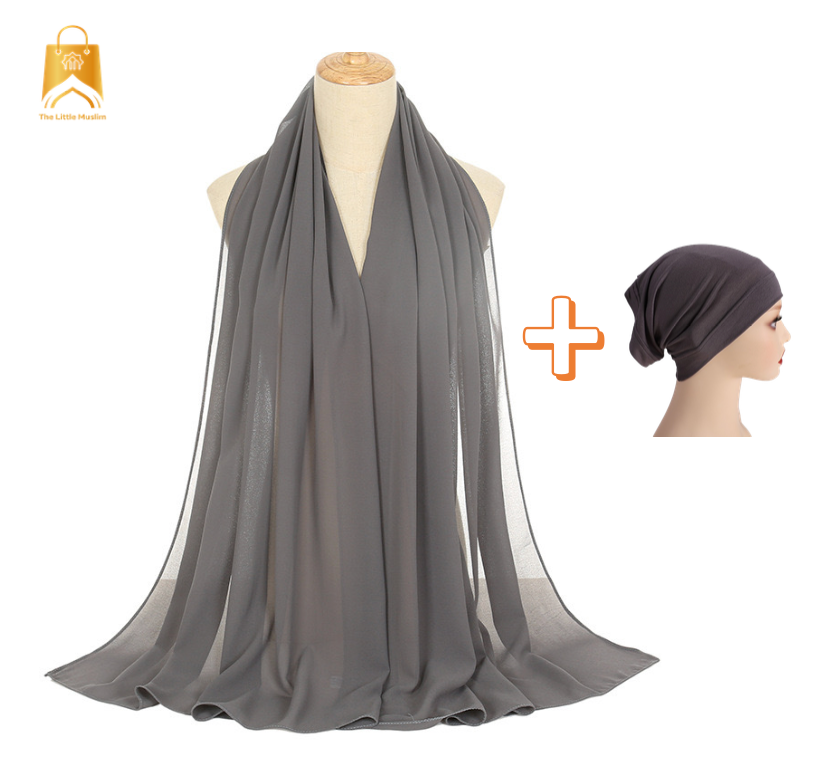 Chiffon Hijab with matching inner cap