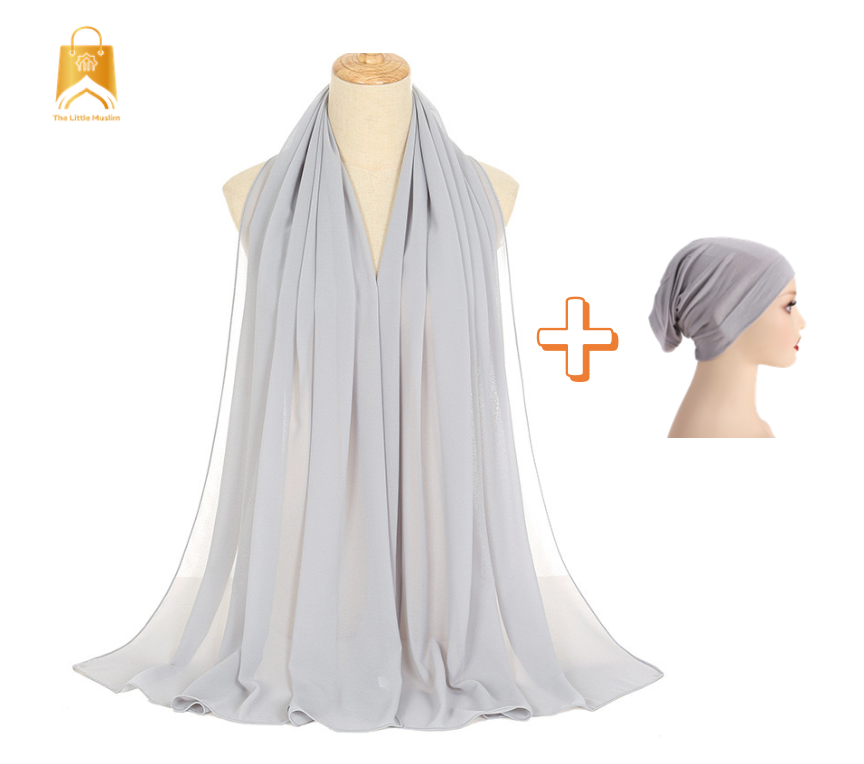 Chiffon Hijab with matching inner cap