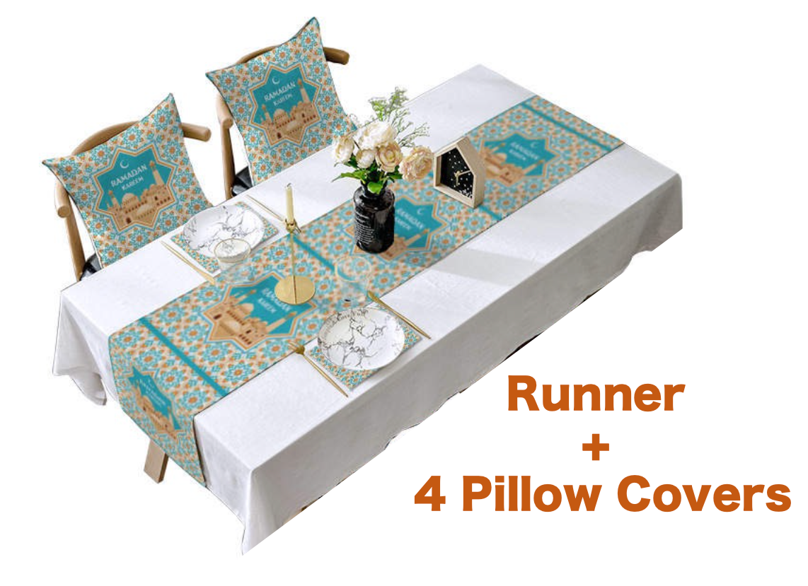 Ramadan Table Runner & 4 Pillow Covers