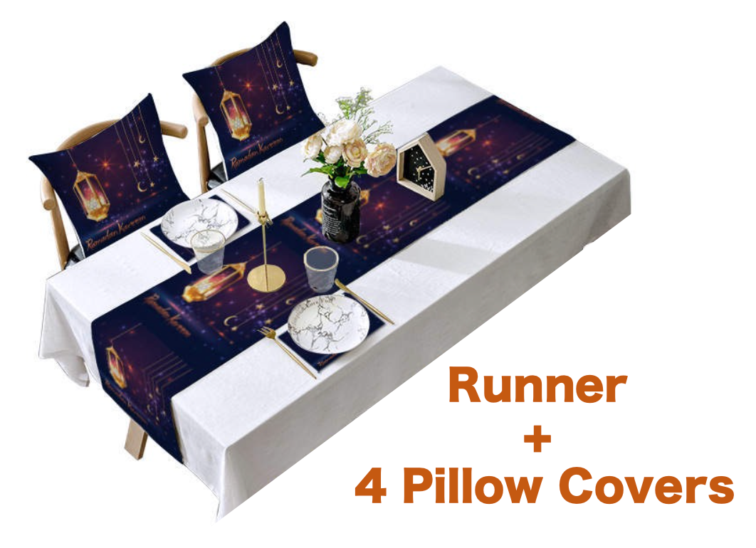 Ramadan Table Runner & 4 Pillow Covers