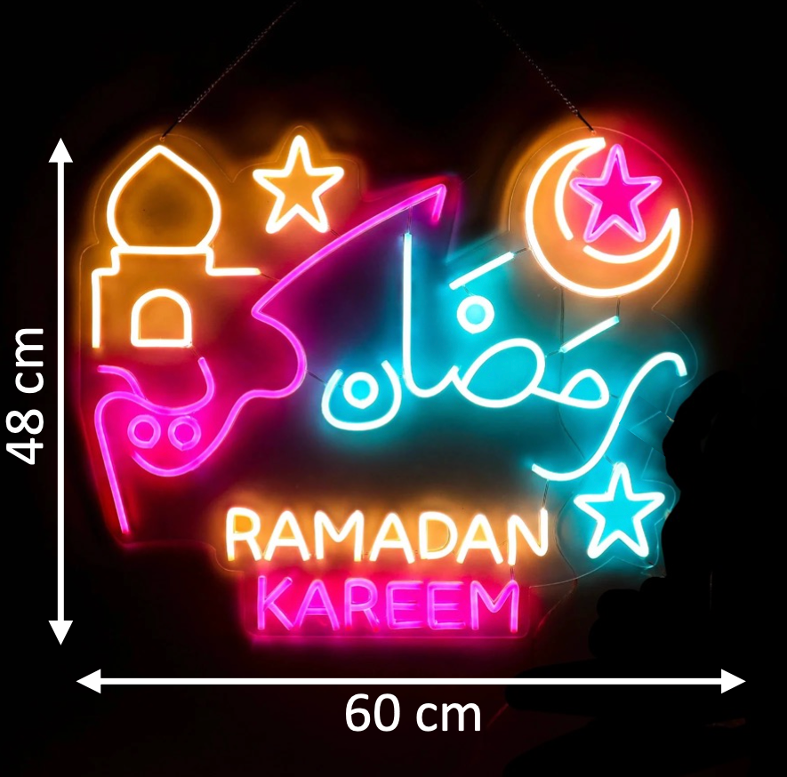 Ramadan Kareem Neon Lights-Arabic and English