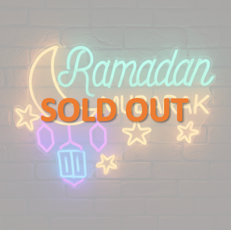 Ramadan Mubarak Neon Lights with Lantren and Stars