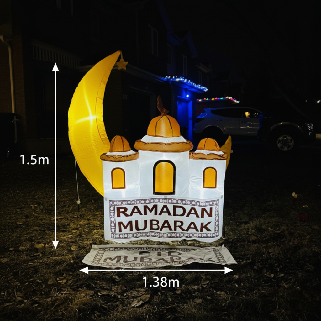 Crescent and Mosque Inflatable - Two Signs for Ramadan and Eid