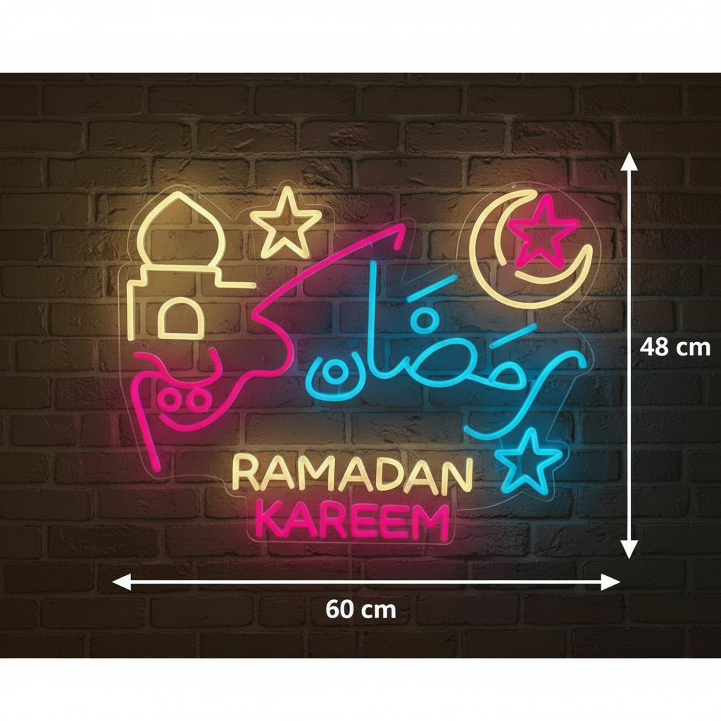 Ramadan Kareem Neon Lights-Arabic and English