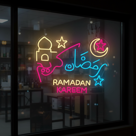 Ramadan Kareem Neon Lights-Arabic and English