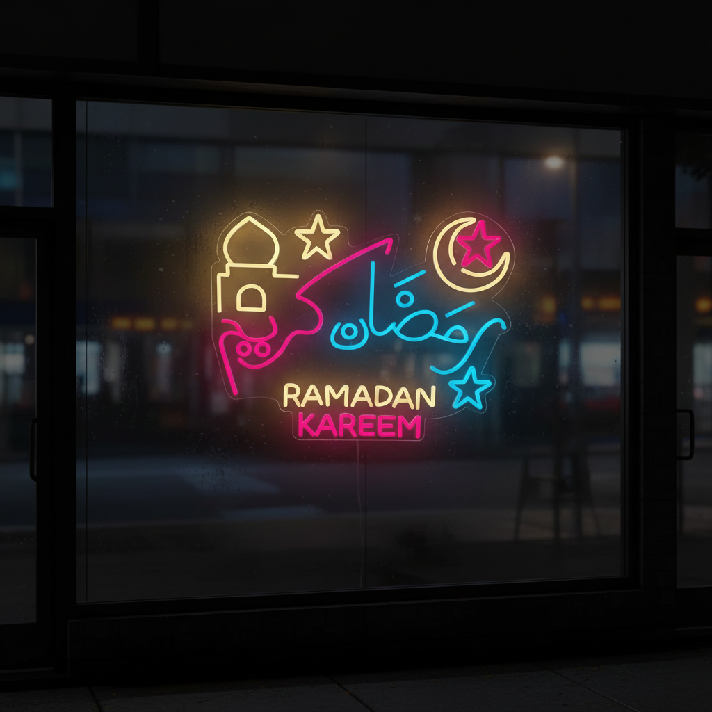 Ramadan Kareem Neon Lights-Arabic and English