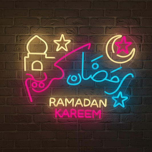 Ramadan Kareem Neon Lights-Arabic and English