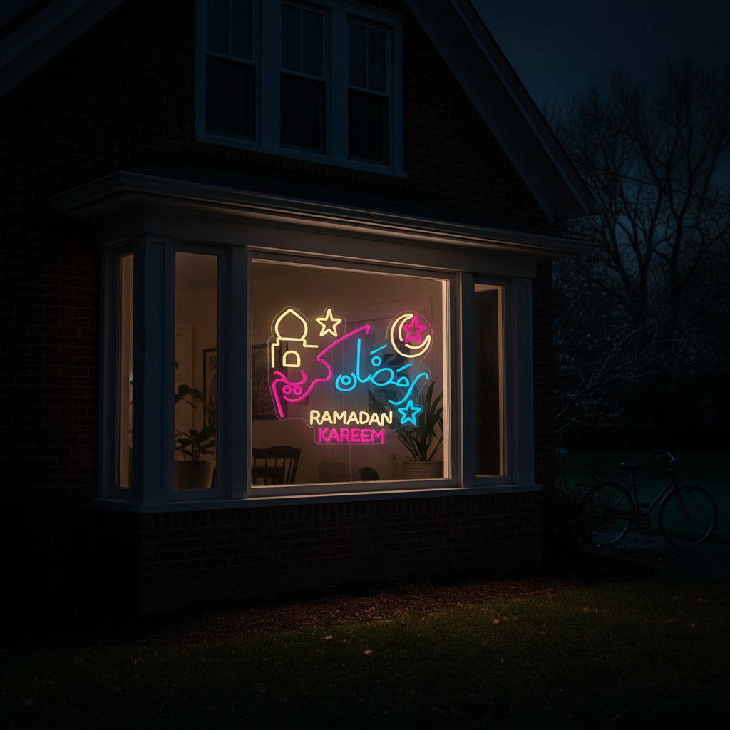 Ramadan Kareem Neon Lights-Arabic and English