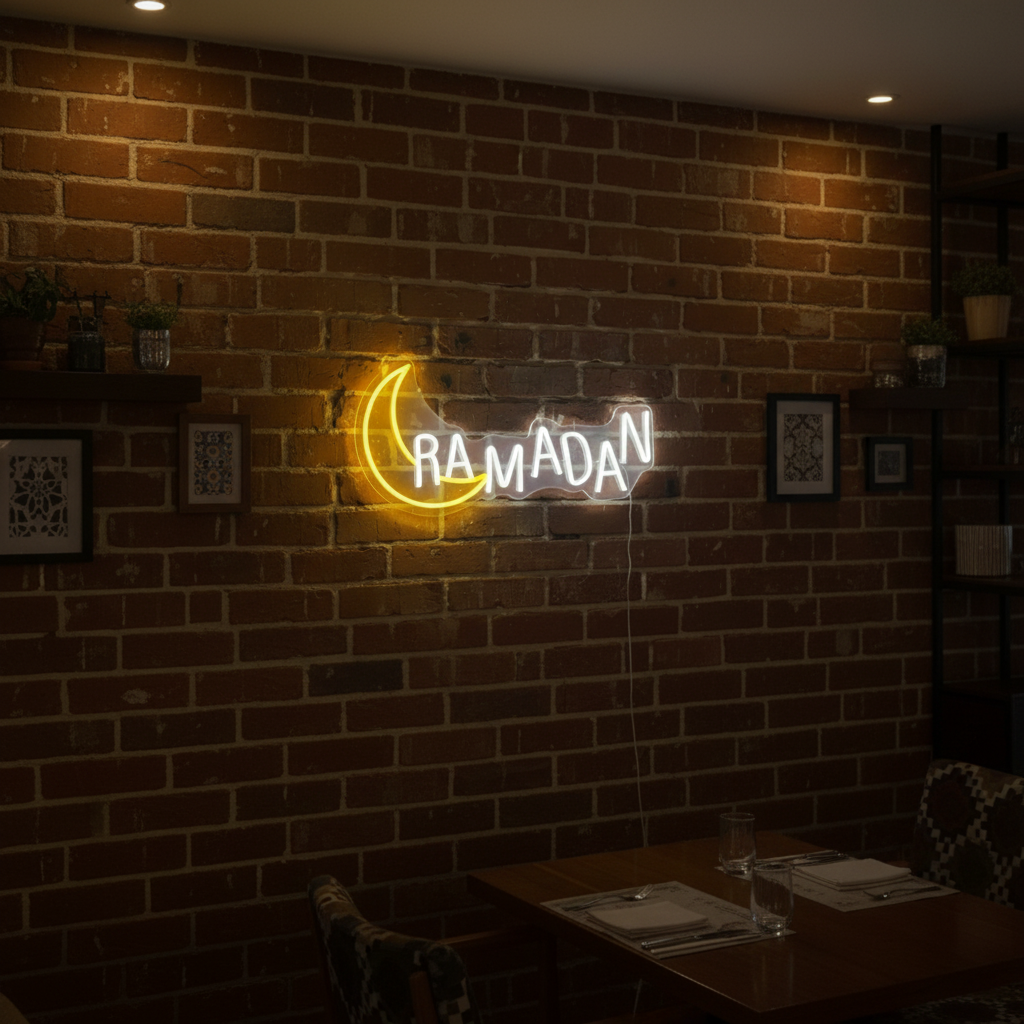 Ramadan AND Crescent Neon Lights