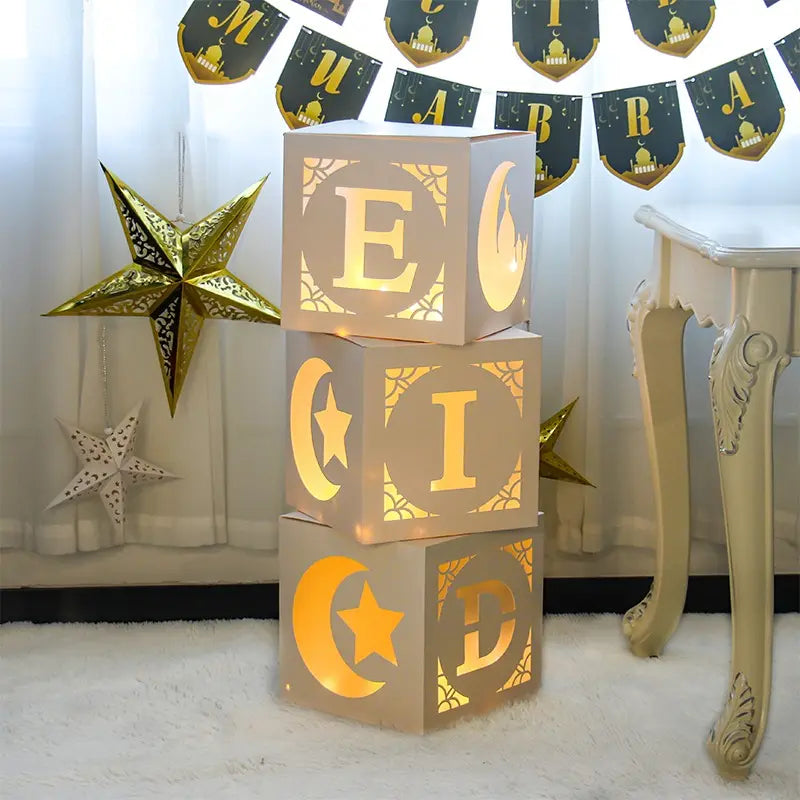 Eid Mubarak Decoration Boxes with Led lights