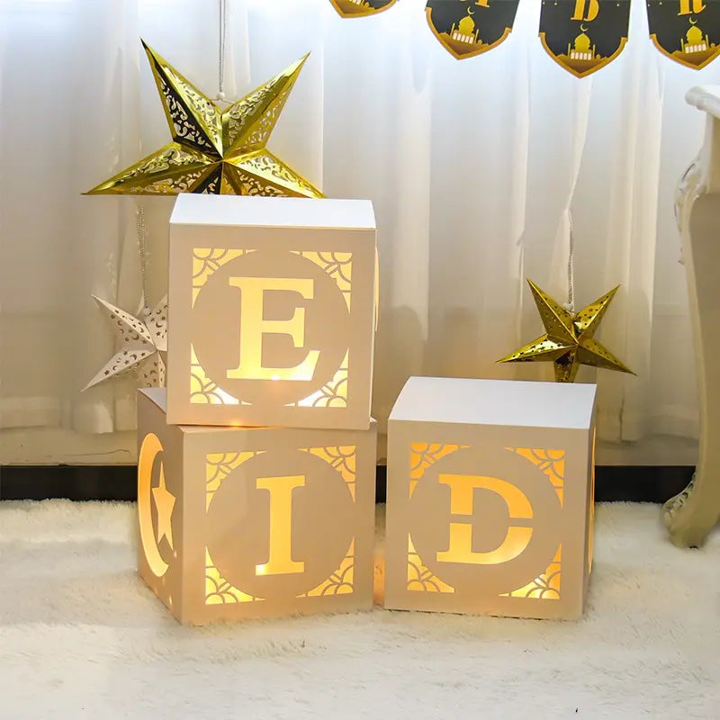 Eid Mubarak Decoration Boxes with Led lights