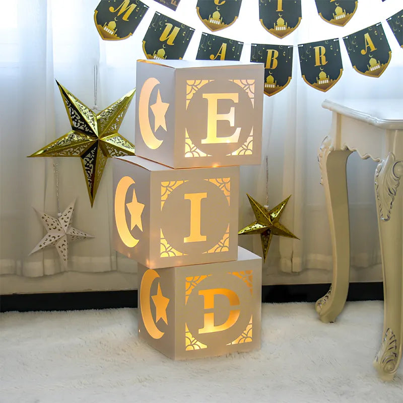 Eid Mubarak Decoration Boxes with Led lights