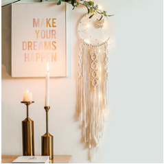 Macrame wall hangings with led lights