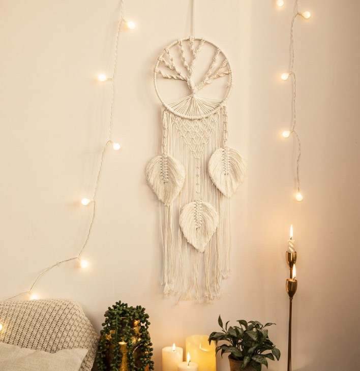 Macrame wall hangings with led lights